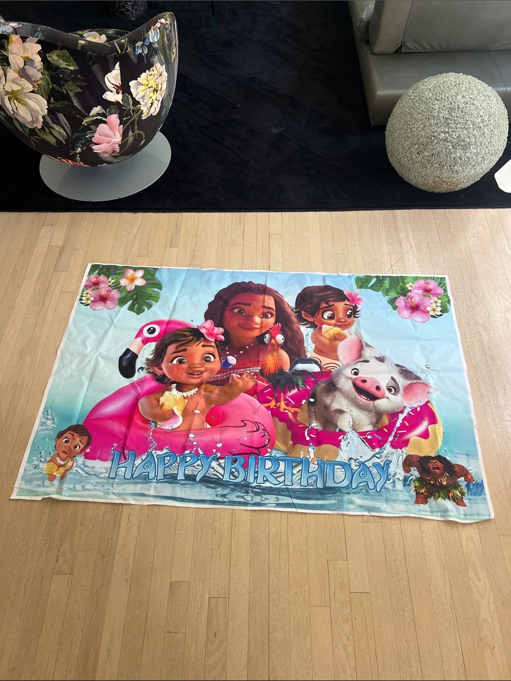 Pink Paradise Kids Birthday Play Mat - Character Swim Theme